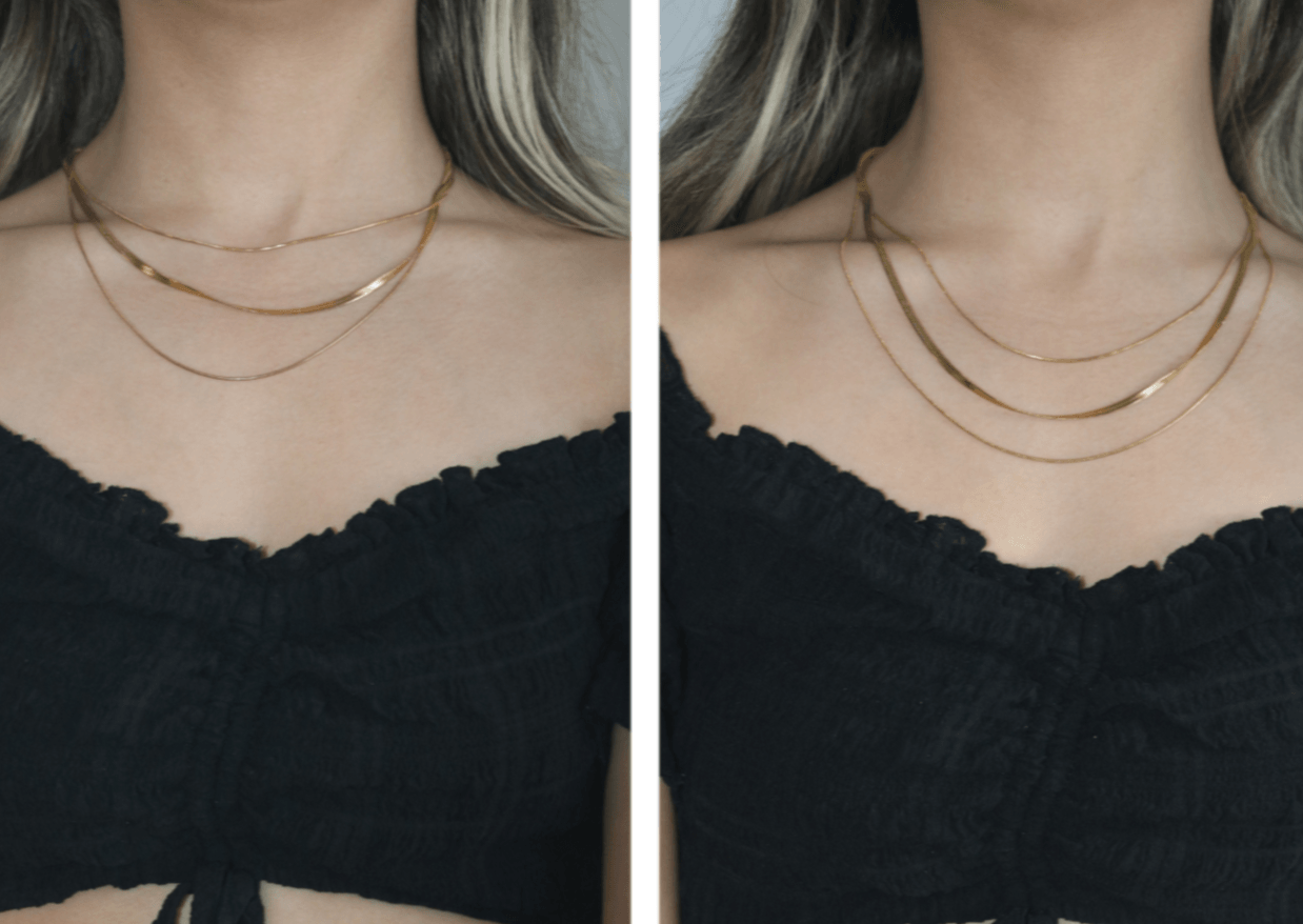 gold plated layered necklace chain snake