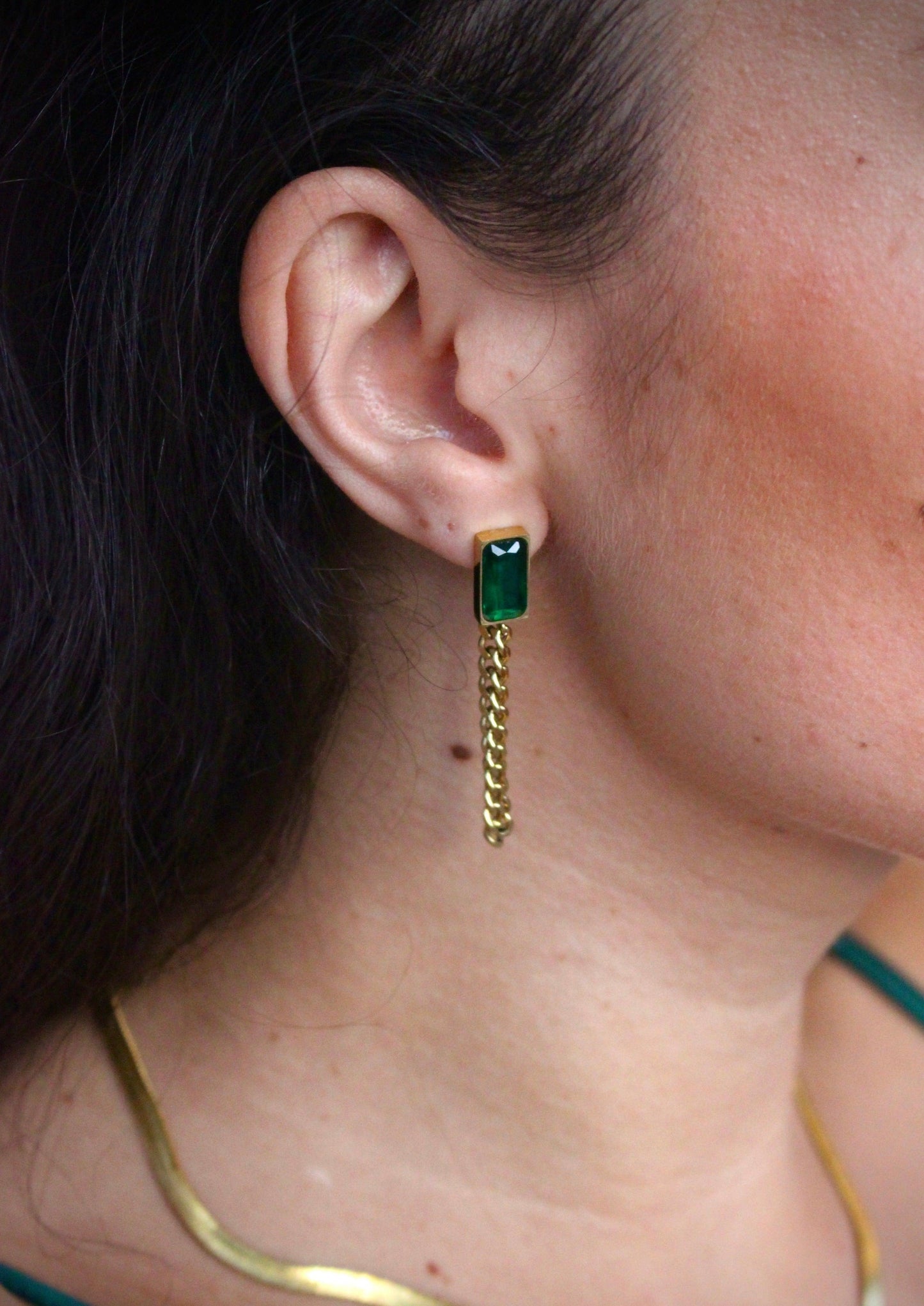 gold plated earrings green stone australia