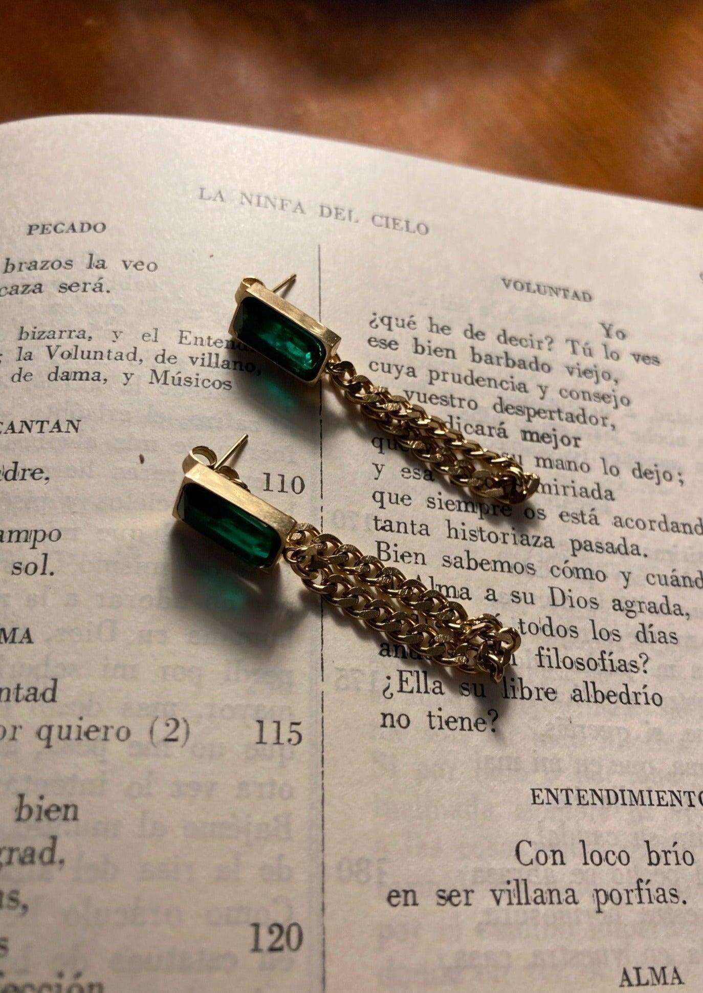 gold plated earrings green stone australia