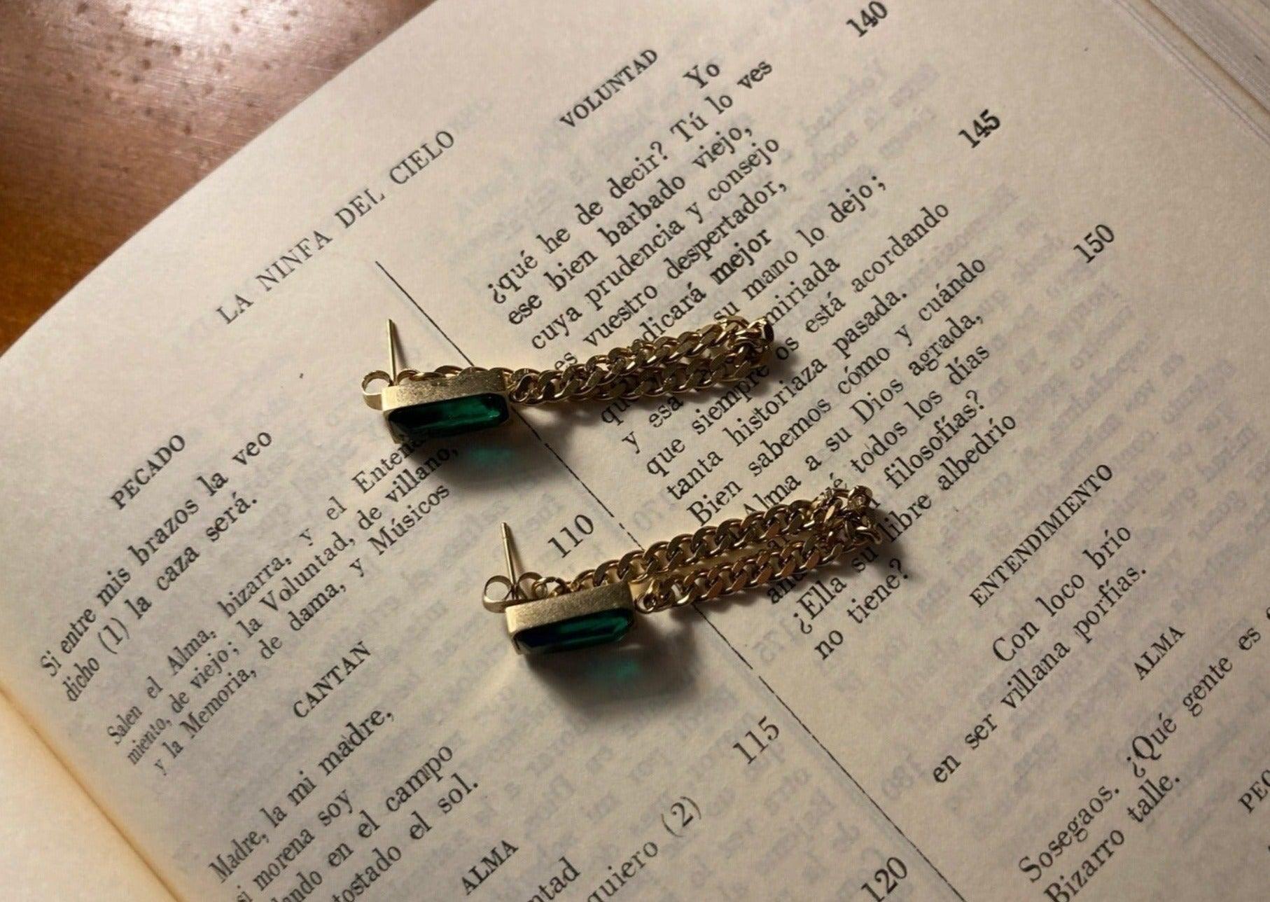 gold plated earrings green stone australia