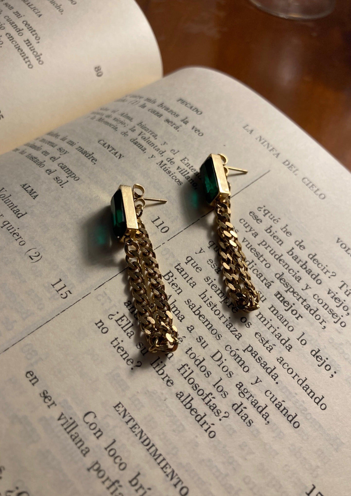 gold plated earrings green stone australia